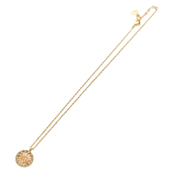 Christian Dior DIOR Logo Strass-Halskette Metall Gold Authentisch am11748V