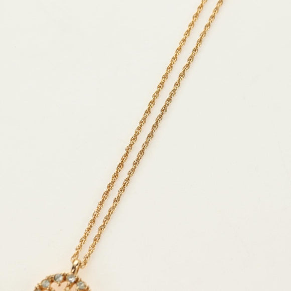 Christian Dior DIOR Logo Strass-Halskette Metall Gold Authentisch am11748V