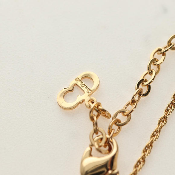 Christian Dior DIOR Logo Strass-Halskette Metall Gold Authentisch am11748V