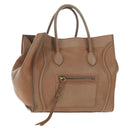 CELINE Luggage Phantom Hand Bag Leather Beige Gold Auth am11750A-1