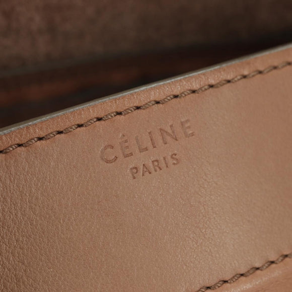 CELINE Luggage Phantom Hand Bag Leather Beige Gold Auth am11750A