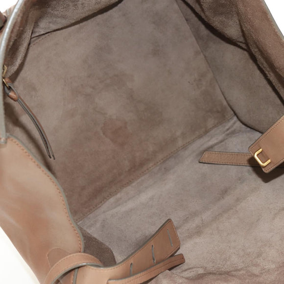 CELINE Luggage Phantom Hand Bag Leather Beige Gold Auth am11750A