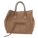 CELINE Luggage Phantom Hand Bag Leather Beige Gold Auth am11750A-13