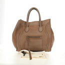 CELINE Luggage Phantom Hand Bag Leather Beige Gold Auth am11750A-12