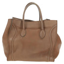 CELINE Luggage Phantom Hand Bag Leather Beige Gold Auth am11750A-2