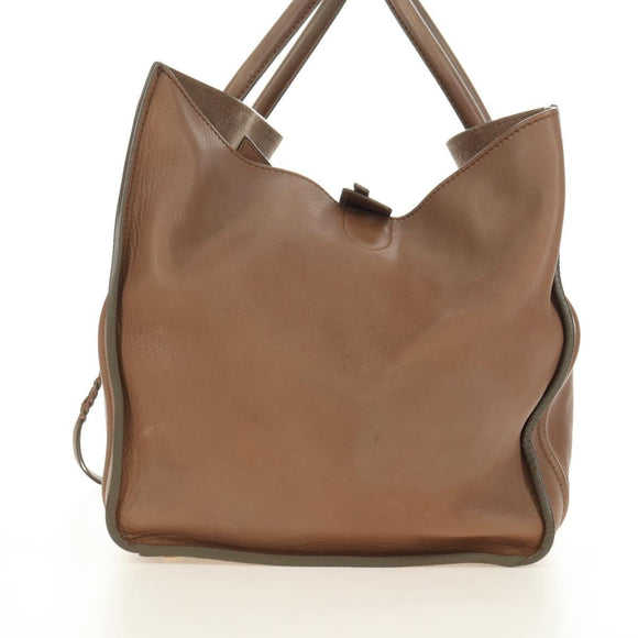 CELINE Luggage Phantom Hand Bag Leather Beige Gold Auth am11750A