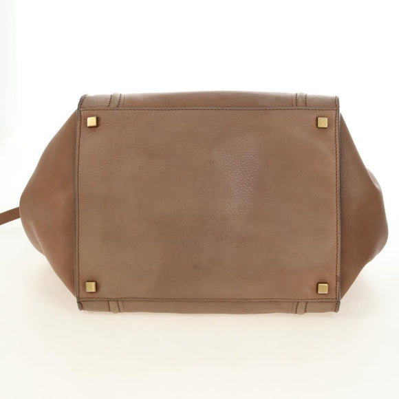 CELINE Luggage Phantom Hand Bag Leather Beige Gold Auth am11750A
