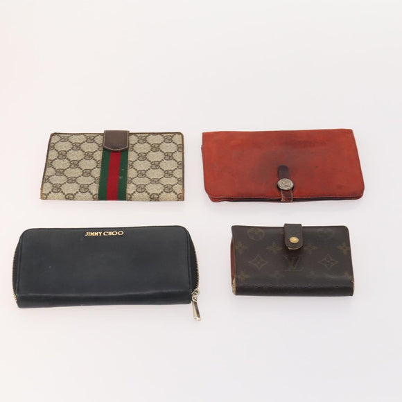 LOUIS VUITTON Gucci Chanel Hermes Jimmy Choo Wallet 8 Set Black Red Auth am11752