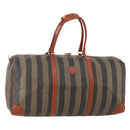 FENDI Pecan Canvas Boston Bag PVC Black Brown Auth am11753-1