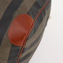 FENDI Pecan Canvas Boston Bag PVC Black Brown Auth am11753-15