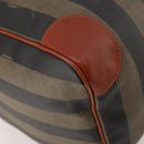 FENDI Pecan Canvas Boston Bag PVC Black Brown Auth am11753-16