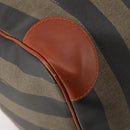 FENDI Pecan Canvas Boston Bag PVC Black Brown Auth am11753-18