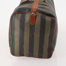 FENDI Pecan Canvas Boston Bag PVC Black Brown Auth am11753-3