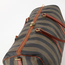 FENDI Pecan Canvas Boston Bag PVC Black Brown Auth am11753-6
