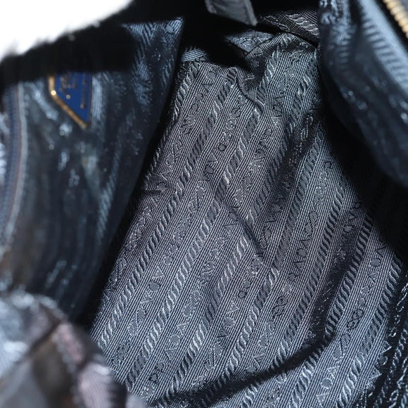 PRADA Chain Tote Bag Nylon 2 Set Navy Black Auth am11754