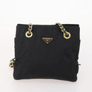 PRADA Chain Tote Bag Nylon 2 Set Navy Black Auth am11754-11