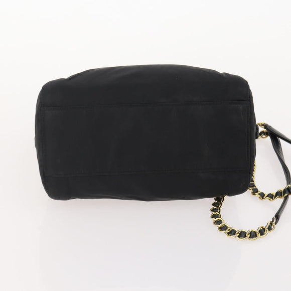 PRADA Chain Tote Bag Nylon 2 Set Navy Black Auth am11754