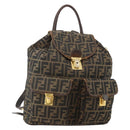 FENDI Zucca Canvas Backpack Brown Black Auth am11755-1