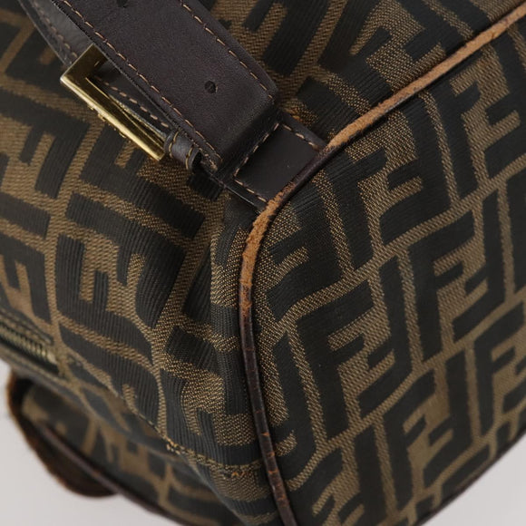 FENDI Zucca Canvas Backpack Brown Black Auth am11755