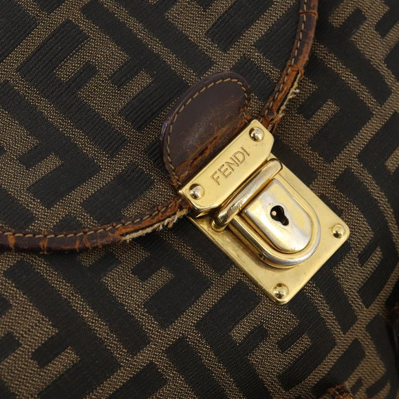 FENDI Zucca Canvas Backpack Brown Black Auth am11755