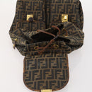 FENDI Zucca Canvas Backpack Brown Black Auth am11755-21