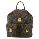 FENDI Zucca Canvas Backpack Brown Black Auth am11755-13