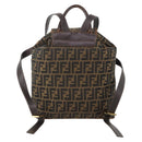 FENDI Zucca Canvas Backpack Brown Black Auth am11755-2