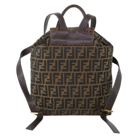 FENDI Zucca Canvas Backpack Brown Black Auth am11755