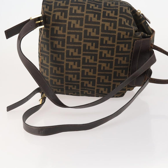 FENDI Zucca Canvas Backpack Brown Black Auth am11755