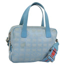 CHANEL New Travel line Hand Bag Canvas 2way Light Blue Silver CC Auth am11756-1