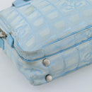 CHANEL New Travel line Hand Bag Canvas 2way Light Blue Silver CC Auth am11756-16