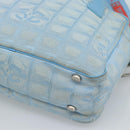 CHANEL New Travel line Hand Bag Canvas 2way Light Blue Silver CC Auth am11756-17