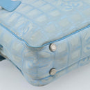 CHANEL New Travel line Hand Bag Canvas 2way Light Blue Silver CC Auth am11756-18