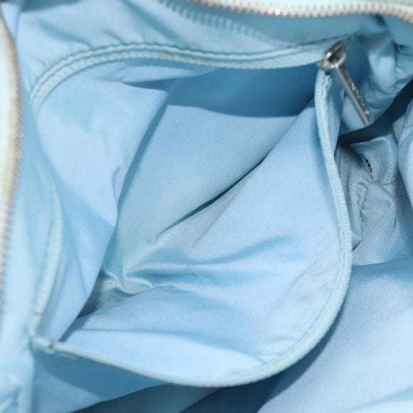 CHANEL New Travel line Hand Bag Canvas 2way Light Blue Silver CC Auth am11756