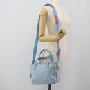 CHANEL New Travel line Hand Bag Canvas 2way Light Blue Silver CC Auth am11756-26