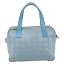 CHANEL New Travel line Hand Bag Canvas 2way Light Blue Silver CC Auth am11756-2