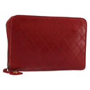 CHANEL Bicolore Pouch Lamb Skin Red Gold CC Auth am11760-1