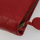 CHANEL Bicolore Pouch Lamb Skin Red Gold CC Auth am11760-15