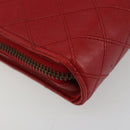 CHANEL Bicolore Pouch Lamb Skin Red Gold CC Auth am11760-16