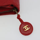 CHANEL Bicolore Pouch Lamb Skin Red Gold CC Auth am11760-8