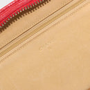 CHANEL Bicolore Pouch Lamb Skin Red Gold CC Auth am11760-17