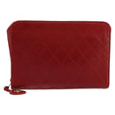 CHANEL Bicolore Pouch Lamb Skin Red Gold CC Auth am11760-13