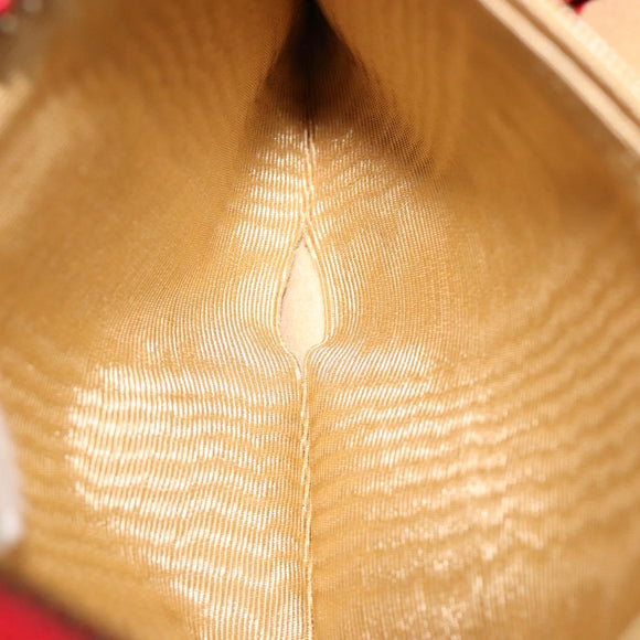 CHANEL Bicolore Pouch Lamb Skin Red Gold CC Auth am11760