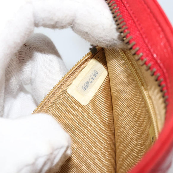 CHANEL Bicolore Pouch Lamb Skin Red Gold CC Auth am11760