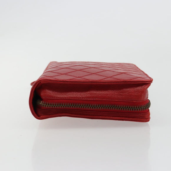 CHANEL Bicolore Pouch Lamb Skin Red Gold CC Auth am11760