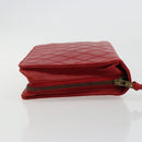 CHANEL Bicolore Pouch Lamb Skin Red Gold CC Auth am11760-4