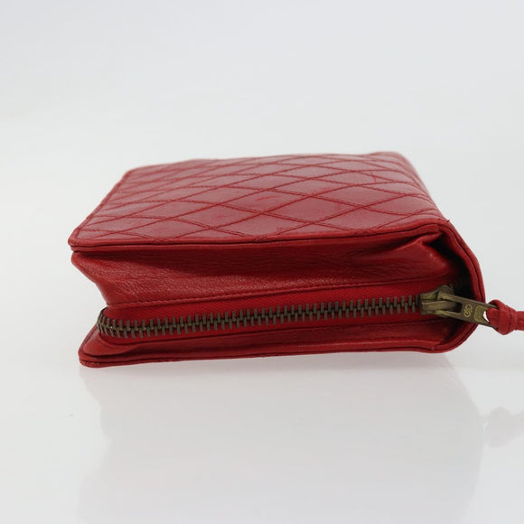 CHANEL Bicolore Pouch Lamb Skin Red Gold CC Auth am11760