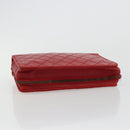 CHANEL Bicolore Pouch Lamb Skin Red Gold CC Auth am11760-5