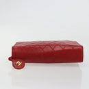 CHANEL Bicolore Pouch Lamb Skin Red Gold CC Auth am11760-6