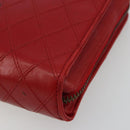 CHANEL Bicolore Pouch Lamb Skin Red Gold CC Auth am11760-7